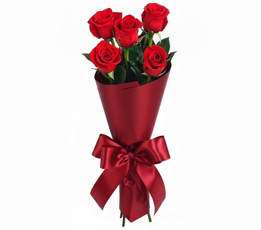 Букет 5 Красных роз Эдлесс Лав в Николаевке Воронежской области