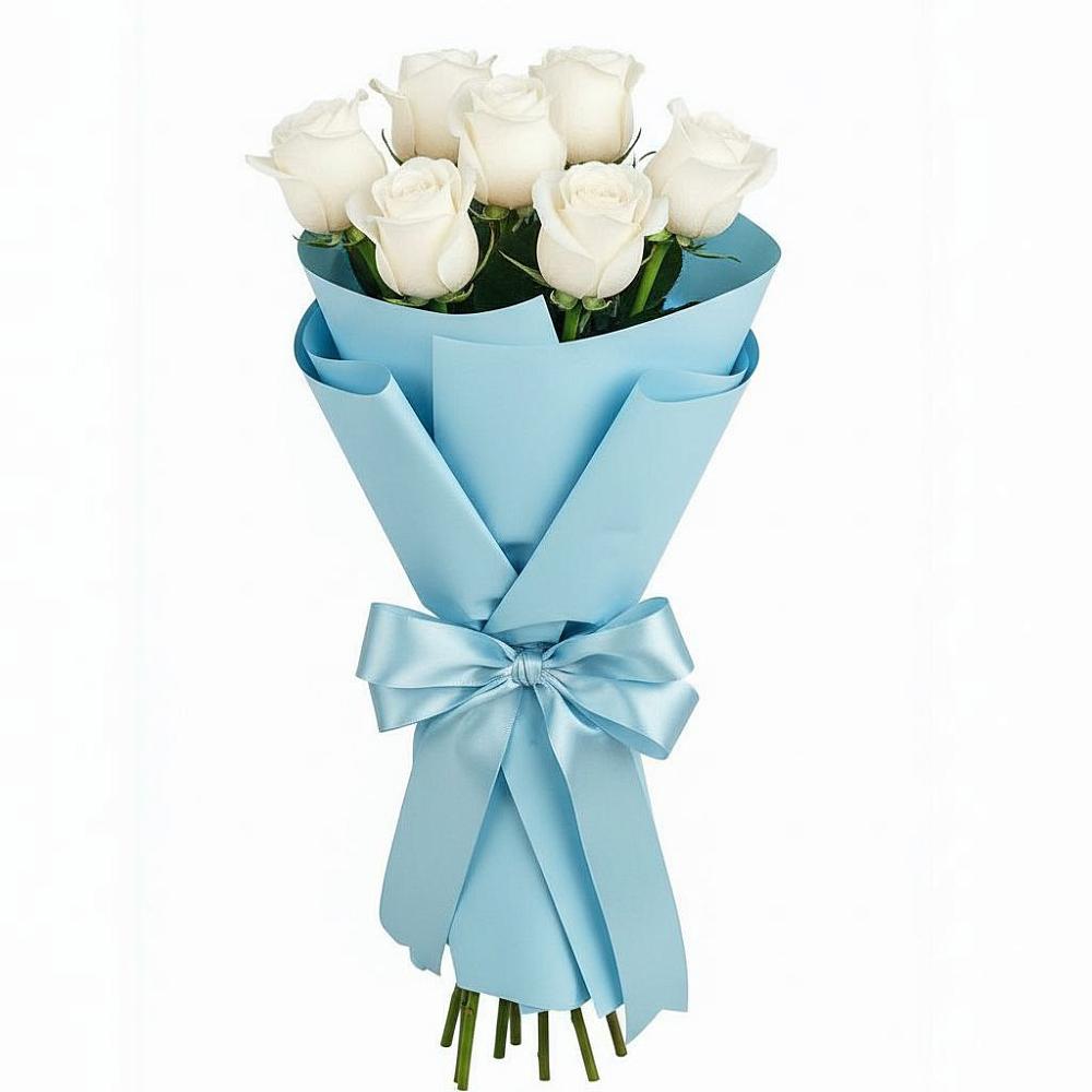 Букет 7 белых роз Проуд в Николаевке Воронежской области