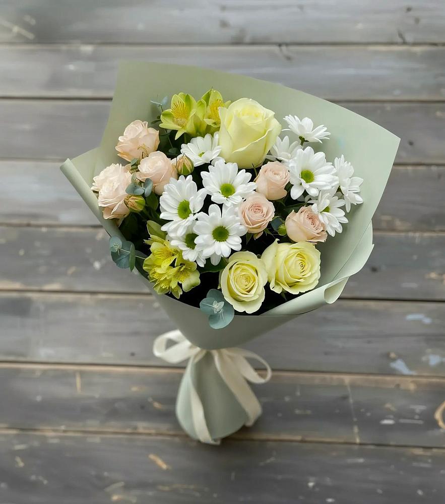 Букет цветов из: Альстромерии, Розы и Хризантемы в Николаевке Воронежской области
