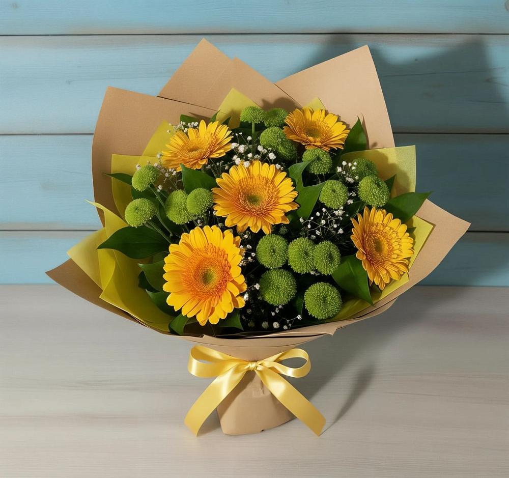 Букет цветов из: Герберы и Хризантемы в Николаевке Воронежской области