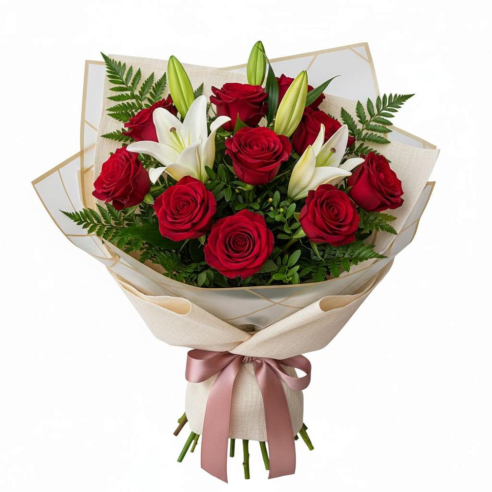 Букет цветов из: Лилии и Розы в Николаевке Воронежской области