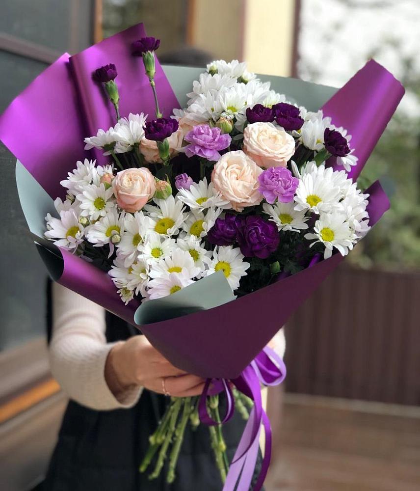 Букет цветов из: Хризантемы, Гвоздики и Розы в Николаевке Воронежской области