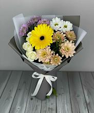 Букет цветов из:  Розы, Герберы и Хризантемы #REPLACE_PRED# Николаевке Воронежской области