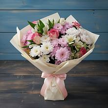 Букет цветов из:  Хризантемы, Альстромерии и Розы в Николаевке Воронежской области