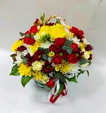 Цветочная композиция из Хризантемы и Розы в корзине #REPLACE_PRED# Николаевке Воронежской области