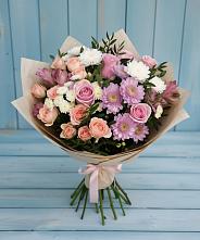 Букет цветов из:  Хризантемы, Розы и Альстромерии в Николаевке Воронежской области