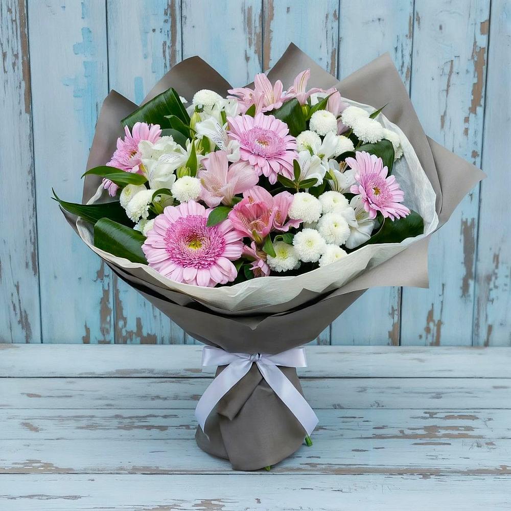 Букет цветов из: Герберы, Альстромерии и Хризантемы в Николаевке Воронежской области