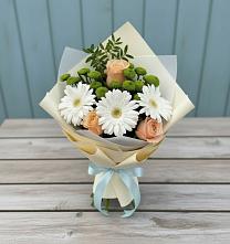 Букет цветов из:  Герберы, Розы и Хризантемы в Николаевке Воронежской области